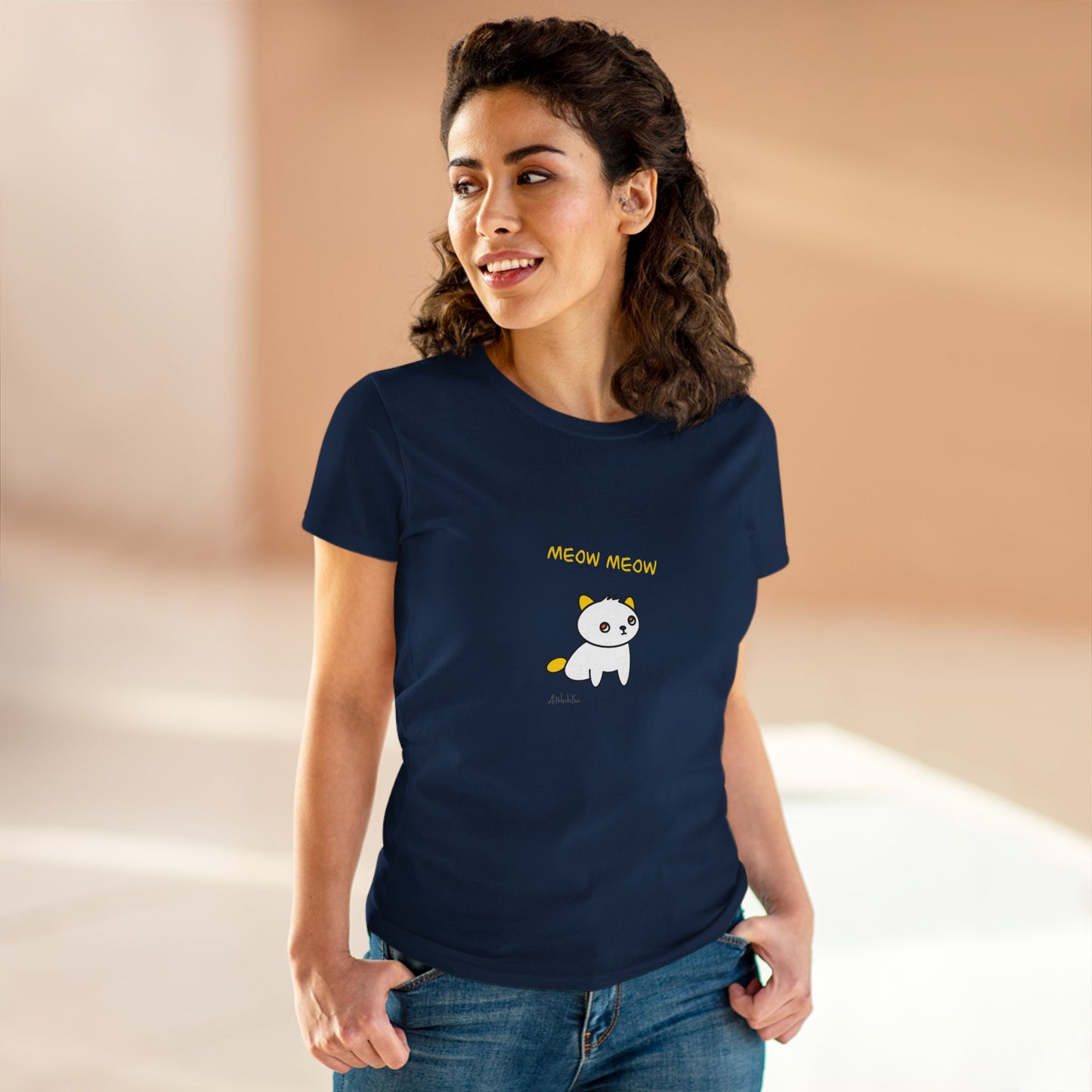 Cute Cat Graphic Women's Tee, Animal Lover Gift, Casual Top, Cat Mom Shirt, Perfect for Everyday Wear