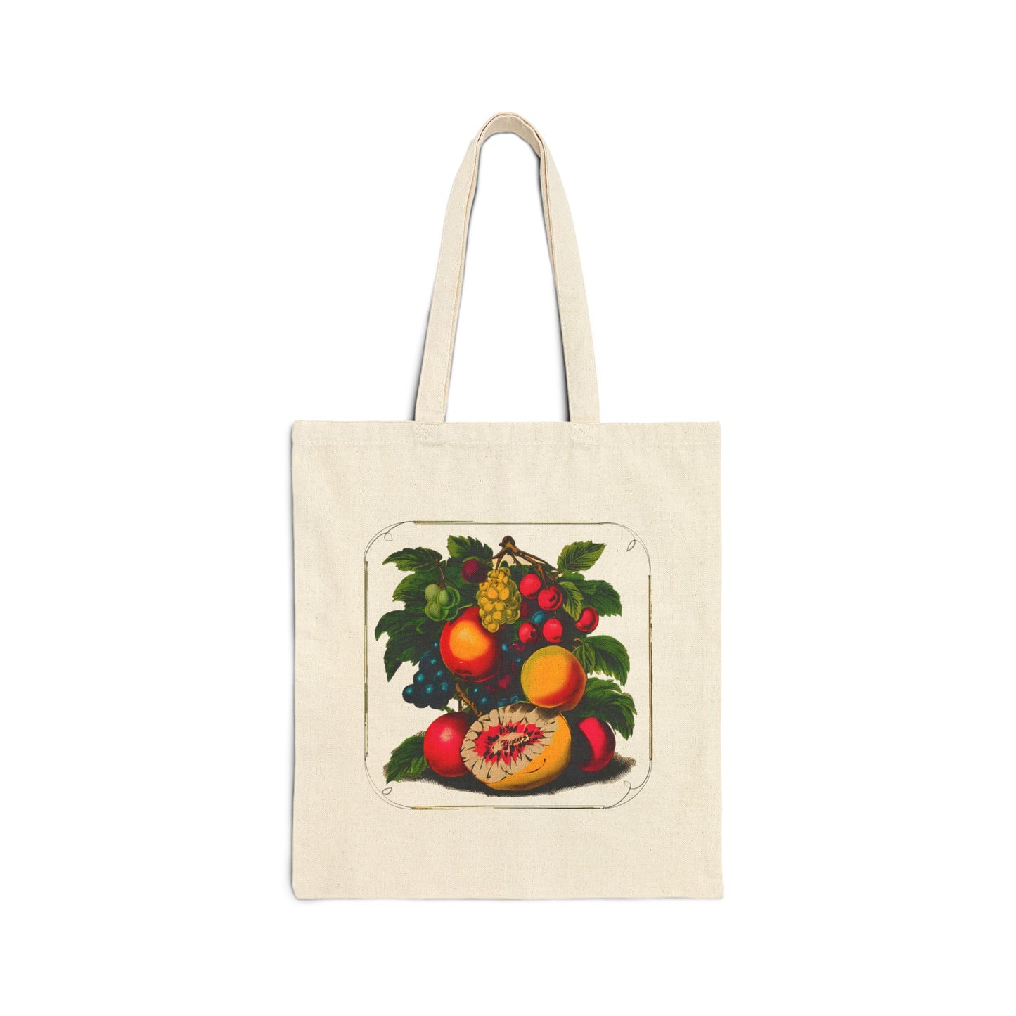 Floral & Fruit Print Cotton Canvas Tote Bag | Eco-Friendly Shopper, Beach Bag, Gift for Her, Shopping, Reusable Tote