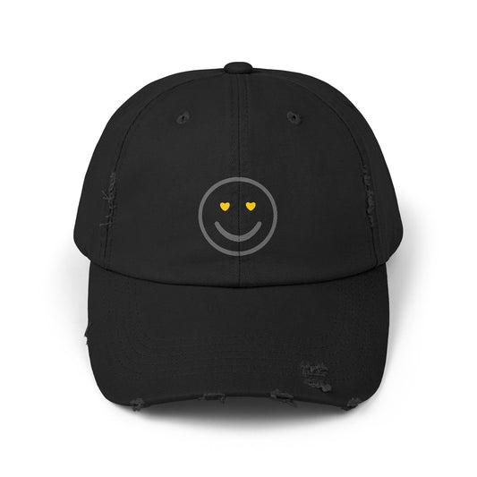 Smiley Face Distressed Cap, Casual Cap, Trendy Hat, Gift for Him or Her, Summer Accessory, Everyday Wear, Outdoor Fun